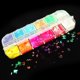 thumbnail image 1 of Lentejuelas holográficas de estilo mixto, 12 cuadrículas, estrella de lujo, mariposa, amor, neón, purpurina, rebanada, Accesorios para uñas, suministros de verano, 1 of 4