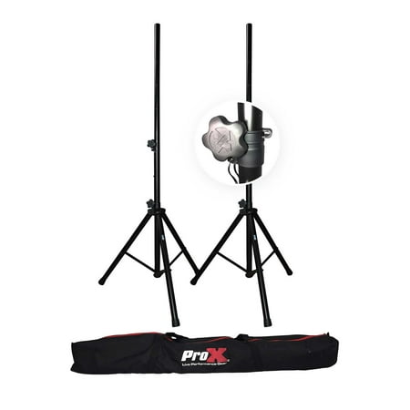 UPC: 0654367296400 | Pair of ProX Cases T-SS18P Heavy Duty Tripod DJ PA Speaker Stands + Carrying Bag