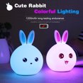 thumbnail image 5 of Luz de noche LED recargable, lámpara colorida de conejo lindo, lámpara de golpeteo, alimentación nocturna, dormitorio de bebé y regalo de Navidad para niños, 5 of 5