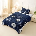 thumbnail image 3 of Castle Fairy Soccer Ball Print Twin Comforter Sets 2pcs, Sport Theme Bedding Set, Navy Blue White,Navy Blue Reversible,1 Comforter and 1 Pillowcase, 3 of 6