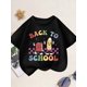 thumbnail image 1 of Camiseta gráfica para niña de regreso a clases: diseño de lápiz y libro de dibujos animados, cuello redondo informal de algodón, ligera y transpirable, ideal para el verano., 1 of 6