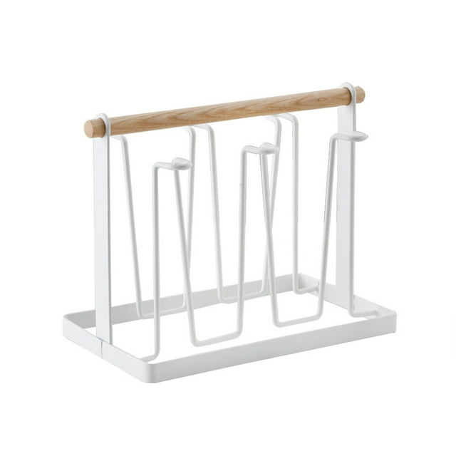 Escurridor de Tazas Inteprter Estante con Mango de Madera Resistente a la Corrosión Blanco HA071956-01