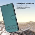 thumbnail image 6 of Wallet Leather Case For Samsung Galaxy A37 5G 6.7",With Card Holder,Wristband, Shockproof Kickstand Embossed Happy Pattern Phone Case,Green,For Galaxy A37 5G, 6 of 8