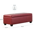 thumbnail image 2 of TYJDFN Storage Ottoman, 47 Inch Bench Bedroom Bench with Safety Close Hinge, Extra Long Ottoman with Storage for Living Room, Entryway, Hallway, Foot Rest, Support 300lbs -Red/ Faux Leather, 2 of 16