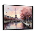 thumbnail image 2 of Designart "Twilight Rendezvous in Paris Pink Romance II" City Paris Floater Framed Wall Art Print, 2 of 7