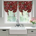 thumbnail image 4 of Christmas Tie Up Curtains for Windows, Balloon Window Shades, Pine Tree Gold White Snowflake Red Black Plaid Kitchen Window Treatments Roll Up Curtain for Basement/Nursery 52"x45", 4 of 8