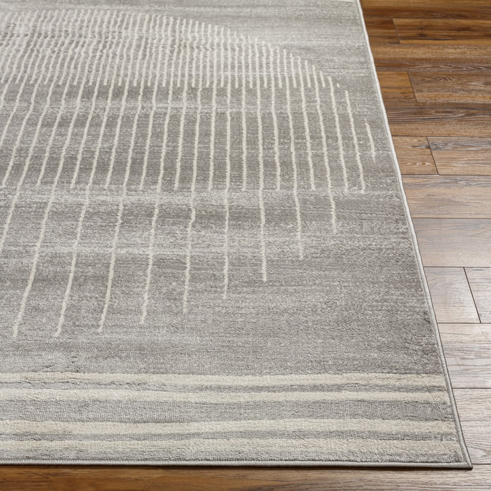Livabliss Area Rugs for Living Room, 9ft Round Floransa Modern Gray Square Rug, Bedroom Dining Room Home Decor Stain Resistant Carpet (7'10" x 7'10")