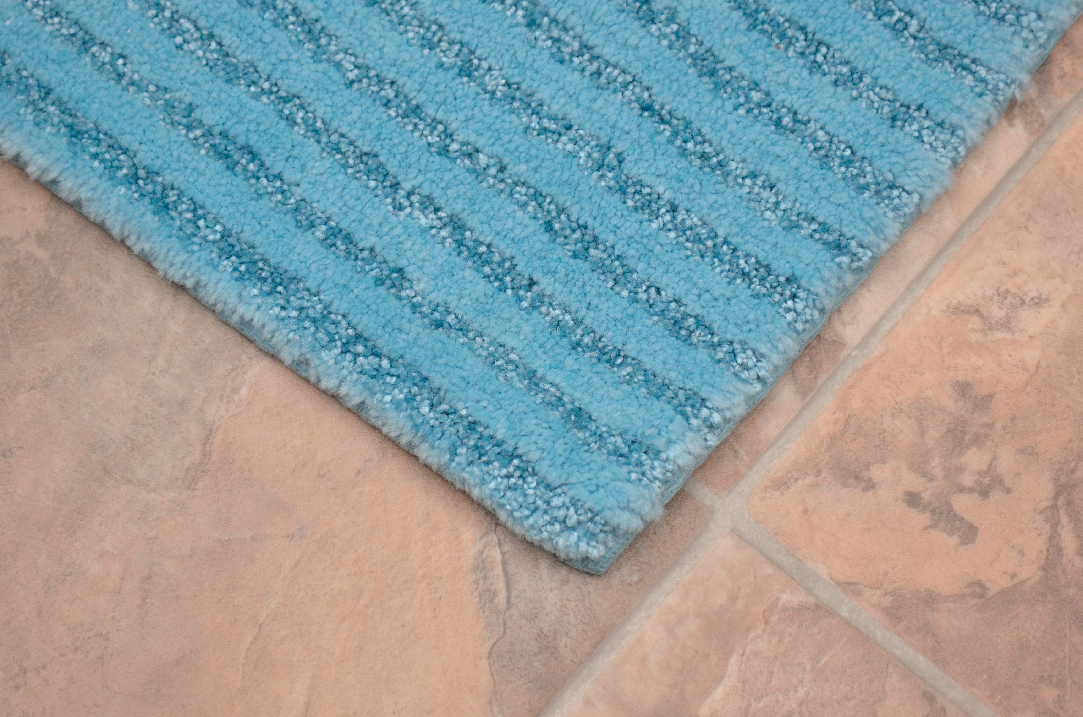 Garland Rug Sheridan 22 in. x 60 in. Plush Washable Nylon Bath Rug Runner Basin Blue