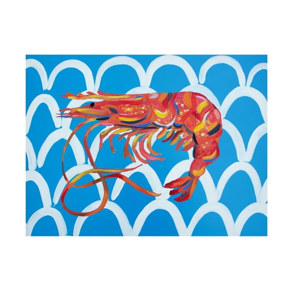 Trademark Fine Art Alice Straker Prawn On Blue Wavey Canvas Wall Art