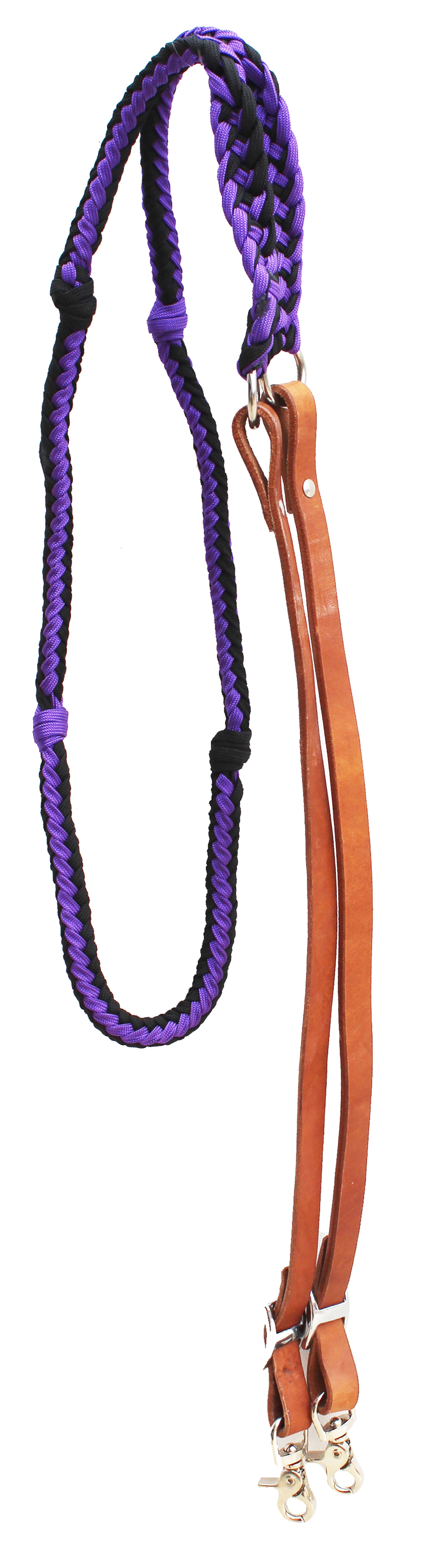 Rênes En Nylon Tressé Marron Pour Cheval - Corde Nouée, Attelage Western, Barrel, 7-8 Ft