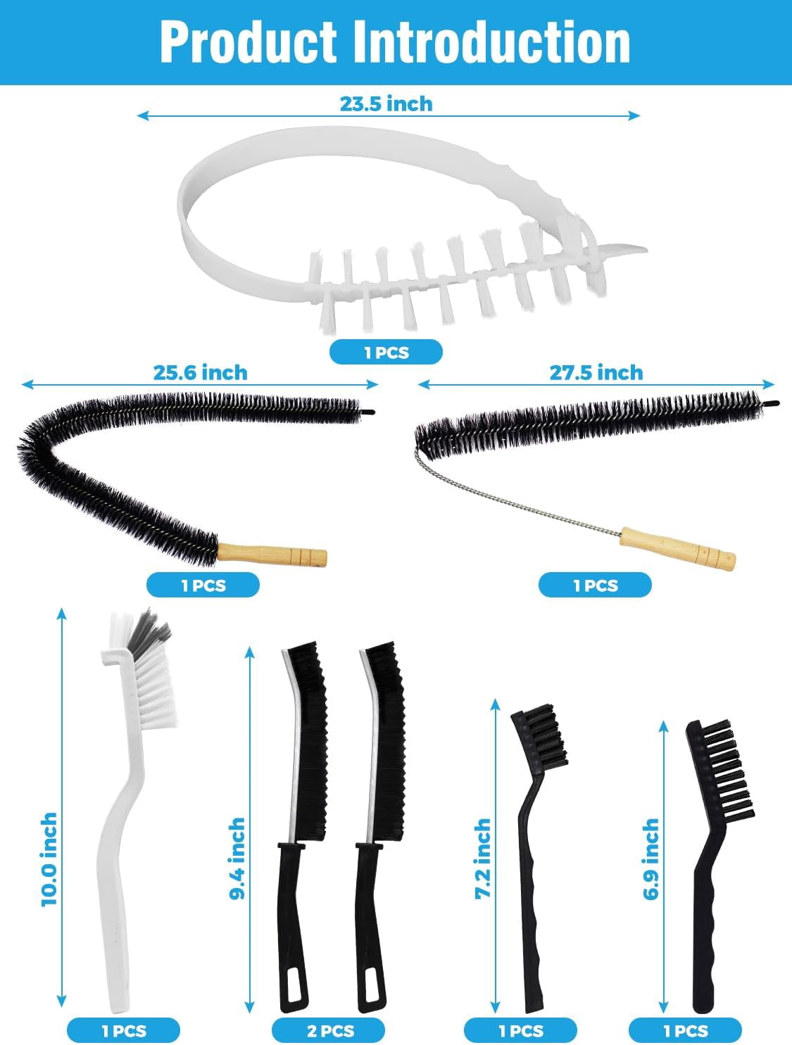 8 Pack Washing Machine Cleaning Brush Kits, Front Load Washer Cleaner Tools Accessories, for Tight Spaces and Washing Machine Rubber Seals