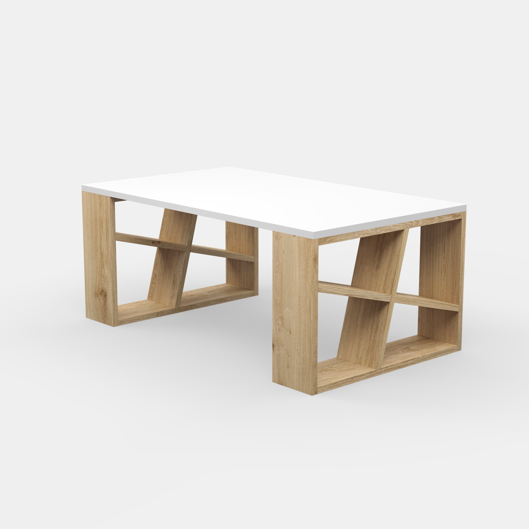 Ada Home Decor Furniture White Brian Modern Coffee Table with Storage Shelf