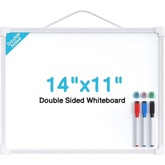Small Dry Erase Board, 14"x11" Double Sided Whiteboard, White Frame