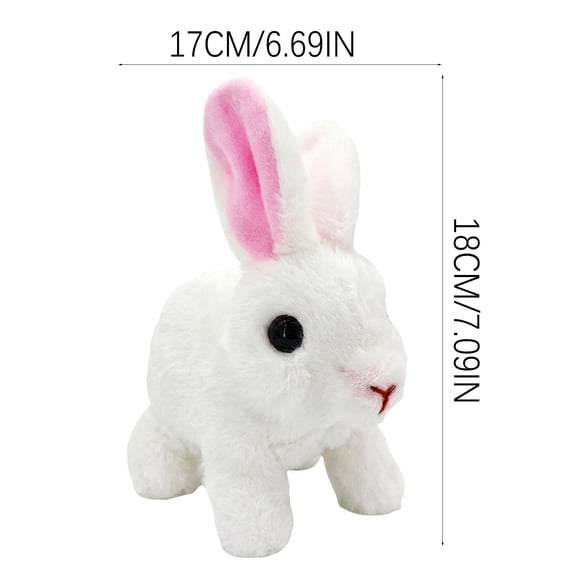 Wonitaaizi Hopping Rabbit Interactive Electronic Pet Plush Bunny toy with Sounds and Movements Animated Walking Wiggle Ears Twitch Nose Gift for toddlers Birthday, White