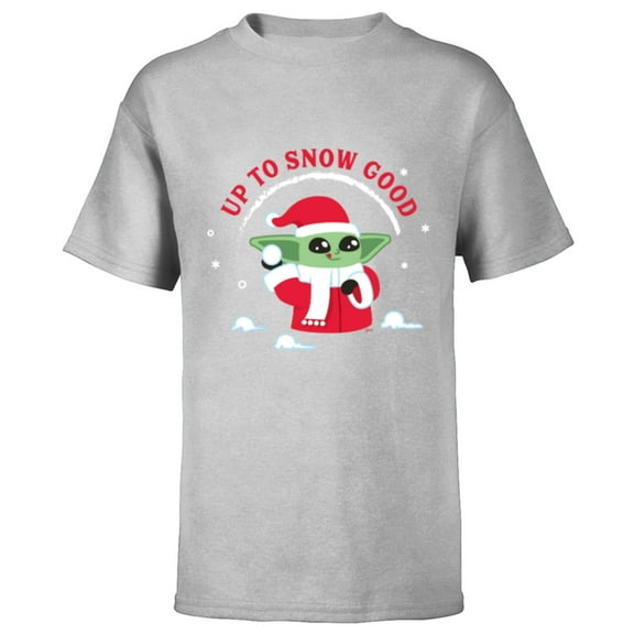 Star Wars The Mandalorian Grogu Up to Snow Good Holiday - Short Sleeve T-Shirt for Kids - Customized-Athletic Heather