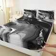 thumbnail image 3 of Manfei Aesthetic Marble Bed Sheets,Modern Fluid Art King Sheets,Gray Black Sheet Set For Adult,Breathable Bedroom Decor,4pcs, 3 of 7