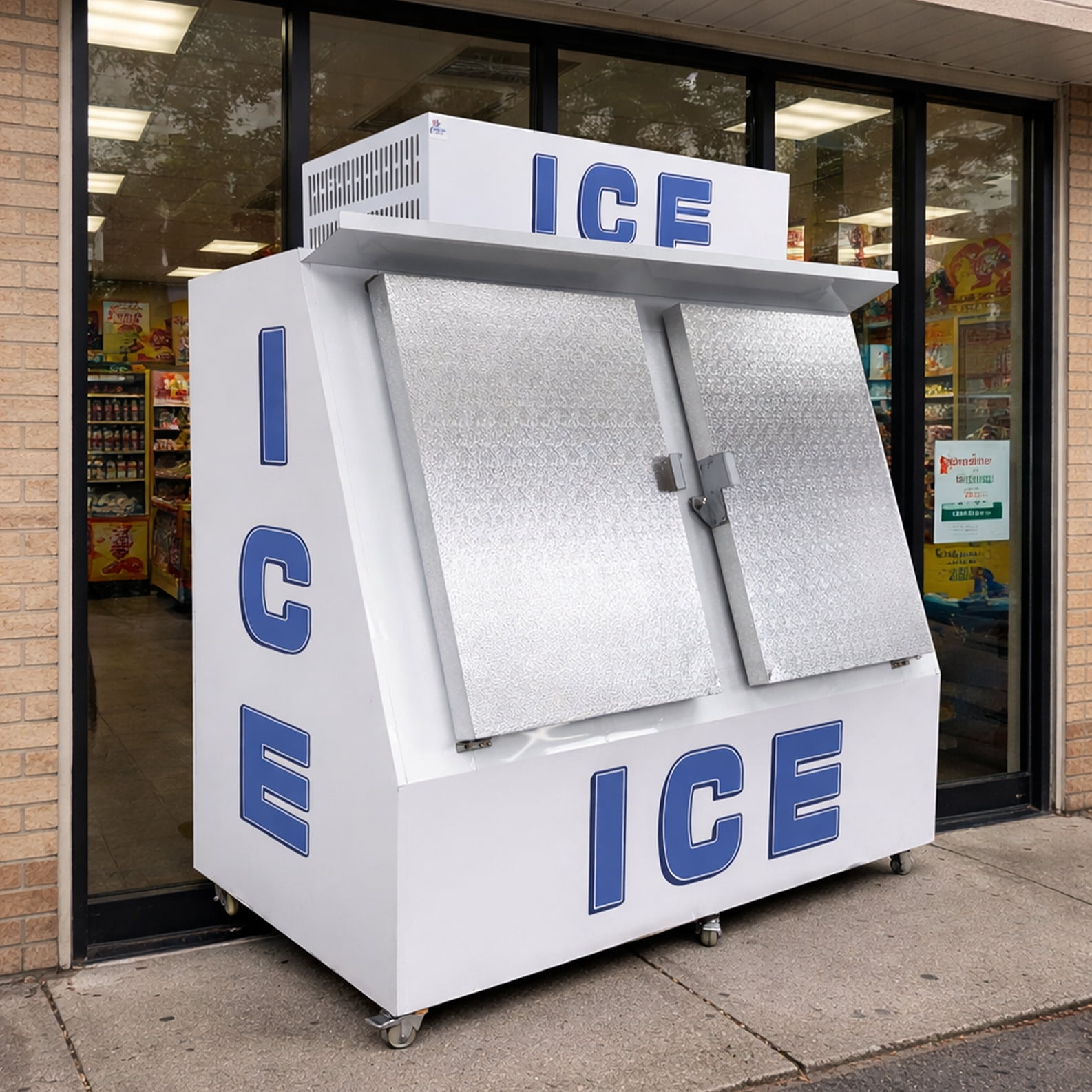 1699L Commercial Ice Merchandiser Freezer – 60 cu.ft Outdoor 2-Door Ice Storage Display Freezer, –32°F to 0.4°F, R290 Refrigerant, Digital Control, Air-Cooled, 110V Heavy-Duty Ice Storage Cabinet