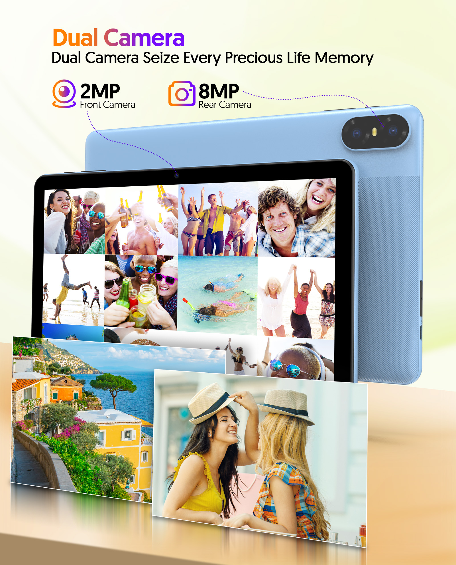 Android 14 Tablet, 10.1 Inch Android Tablet with Octa-core Processor,8GB+64GB Storage 1TB Expansion,6000mAh Battery,5G WiFi6,2+8MP Dual Camera 2 in 1 Tablets Kit with Keyboard, Mouse,Pen,Case,Blue