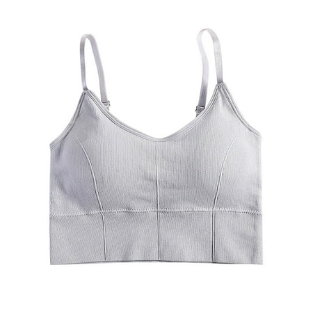 MIASHUI Bras for Women Tank with Built in Bra Womens Tank Tops Adjustable Strap Stretch Cotton Camisole with Built in Padded Shelf Bra Women s Lingerie Grey One Size