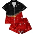 thumbnail image 7 of Enjoytime Christmas Sleepwear for Women Print Notch Collar Short Sleeve Shirts Shorts 2 Piece Loungewear Set Casual Button Down Pajamas, 7 of 7