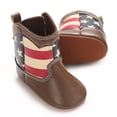 thumbnail image 2 of Beilxfa Newborn Boys Girls Pu Leather Western Boots Cowboy Bootie Soft Sole Non-Slip Crib Shoes For Baby Infant 0-18 Months, 2 of 7
