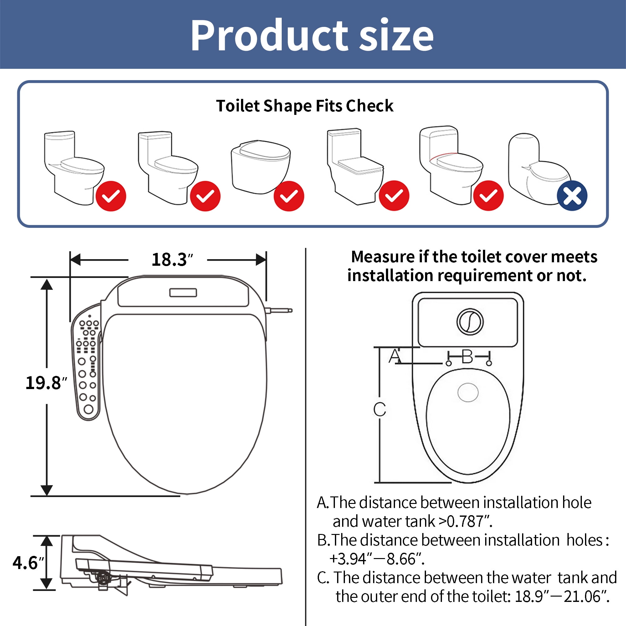 Kerde Smart Electronic Bidet Toilet Seat with Heated Seat and Dryer, Elongated White