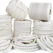 Golberg White Natural Cotton Rope - 1/4 Inch Diameter Twisted 100% Pure Natural Cotton Rope - Multiple Length Options - Made in America