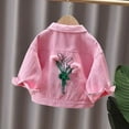 thumbnail image 2 of Little Girls Denim Jacket Kids Casual Outerwear Lightweight Fall Spring Coat With Classic Fit Clothing Pink Size 7-8T, 2 of 8