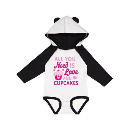 

Inktastic Valentines Day All you Need is Love and Cupcakes Gift Baby Boy or Baby Girl Long Sleeve Bodysuit
