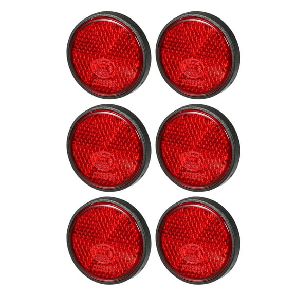 6pcs 1.73"x0.31" Universal Reflector Round Motorcycle Bike Safety Increase Visibility and Safety Red