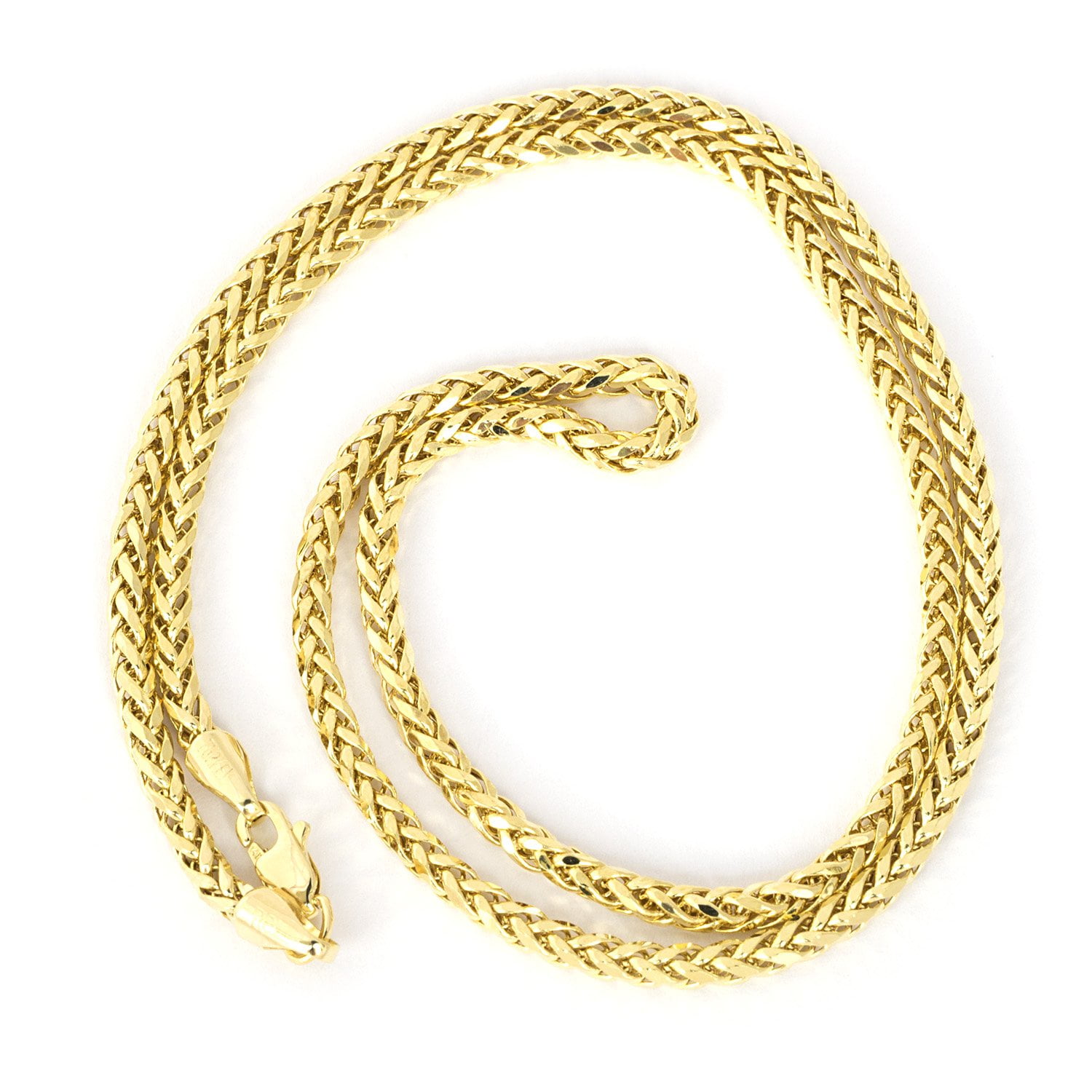 14k White Gold Spiga Wheat Chain Necklace