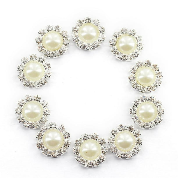 10 Uds. de Botones de Cristal, Funda para Teléfono DIY, Monedero, Decorativos, Bolsos para , de Imitación, Cristal, F perfecl Botón de perla de cristal con parte posterior plana