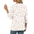 thumbnail image 6 of CYMMPU Loose Fit V Neck 3/4 Sleeve Blouses for Women Dressy Casual Fall Fashion Shirts Tunic Tops Floral Printed Spring Tops Business Elegant Work Topss Pink XL, 6 of 6