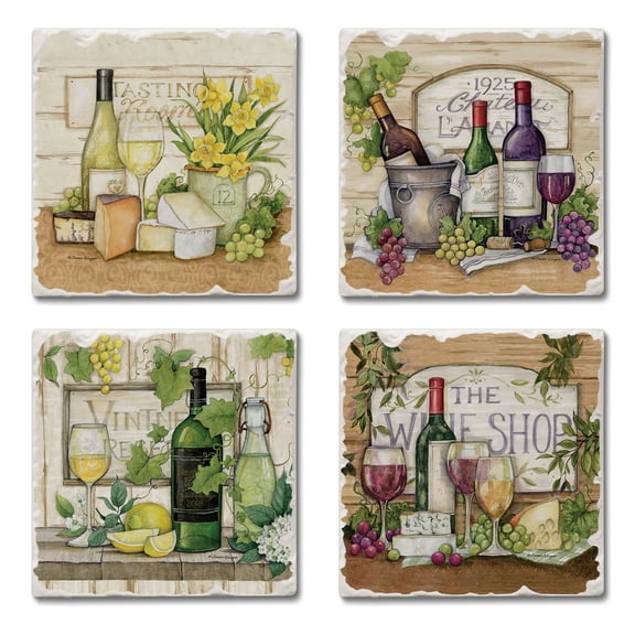 Thirstystone "Wine Shop" 4-Pack Tumbled Tile Coasters