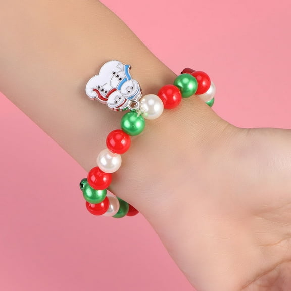 HONITANO 1Pack Charm Bracelets for Girls Christmas Theme Multi Color Round Free Stretchable