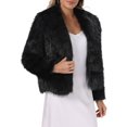 thumbnail image 4 of INSPIRE CHIC Womens Faux Fur Coat Lapel Open Front Long Sleeve Fluffy Shaggy Jacket Winter Warm Furry Overcoat S Black, 4 of 6