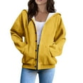 thumbnail image 5 of Duoif Women's Hoodies, Women's Long Sleeve Cardigan - Casual Button Pocket Design Womens Sweatshirt Yellow S, 5 of 8