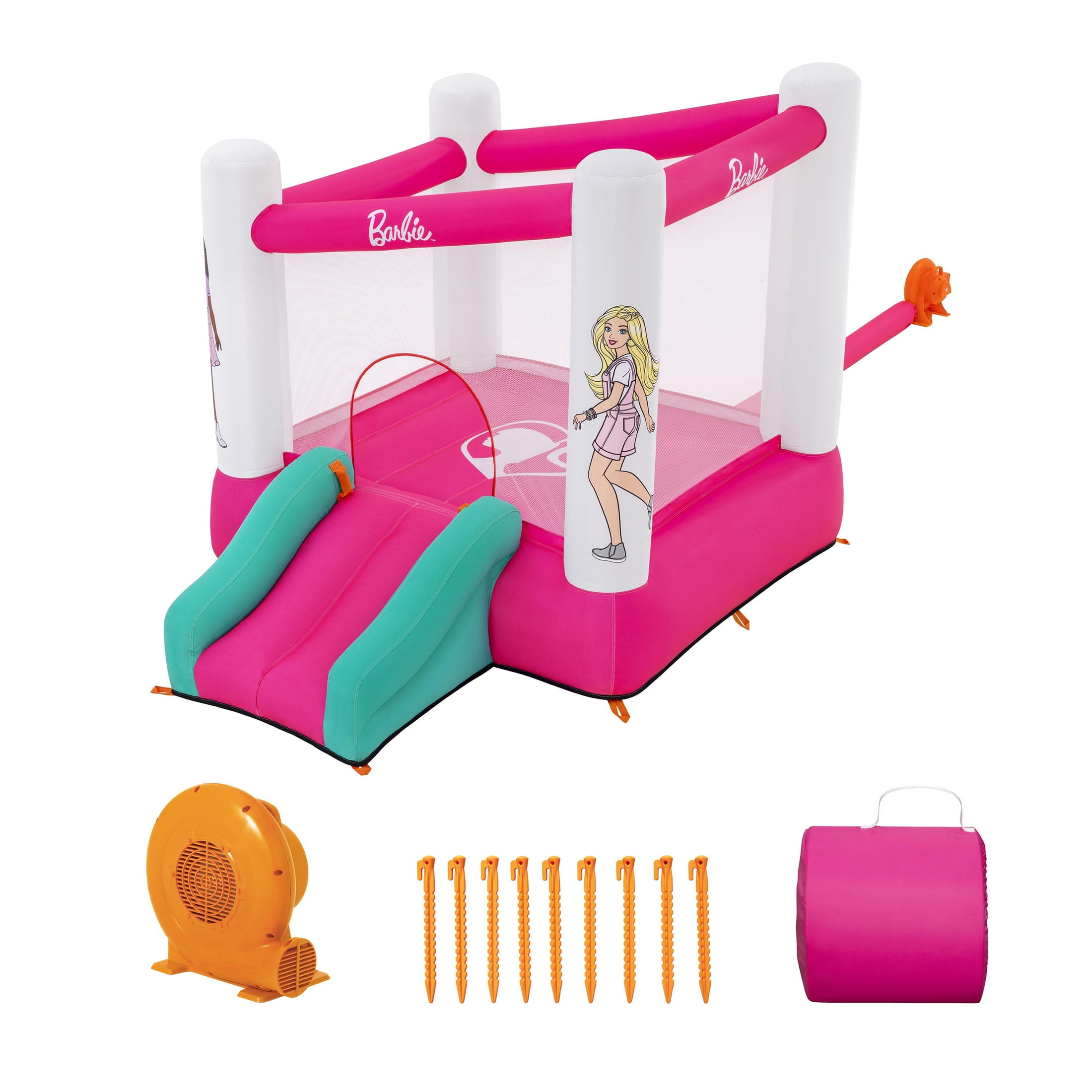 Barbie Bounce House with Extra-Wide Slide, Mesh Walls and Blower, Indoor/Outdoor, Ages 3+