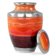 thumbnail image 2 of 10" Aluminum Decorative Funeral Urns for Cremated Human Ash Remains Storage | Beautiful Galaxy Funeral Pot for Pet Loss & Loved Ones | Large Size Engraved Metal Urns Premium Finish (Lava Red), 2 of 4