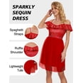 thumbnail image 3 of Vestido de cóctel Wedtrend rojo con lentejuelas y volantes en los hombros HOCO WTS6002, 3 of 6