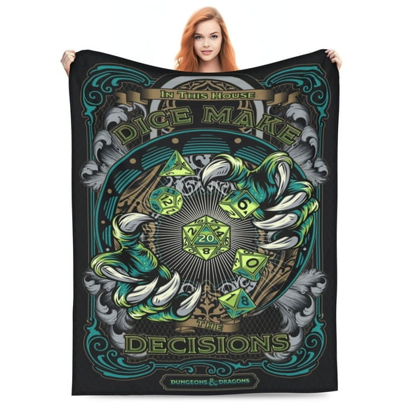 DND Dungeons And Dragons Bed Blanket Super Soft Fleece Throw Blanket Lightweight Warm Cozy Cartoon Blankets Gifts for Kids Adults 40"x30"