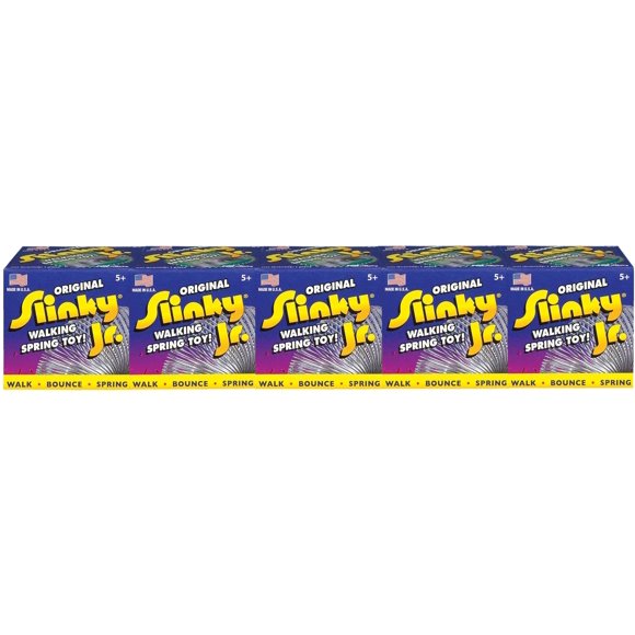 Toy Slinky Brand Metal Slinky Jr., paquete de 5 para niños mayores de 5 años