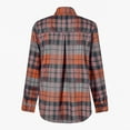 thumbnail image 5 of Plaid Shirts for Women Long Sleeve Button Down Collared Blouses Lightweight Cardigan Casual Fall Tops, Orange S, 5 of 5
