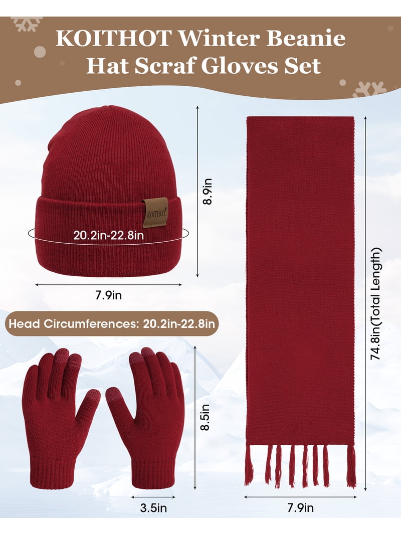KOITHOT 3 Pcs Winter Satin Silk Lined Beanie Hat Long Knit  display picture 2