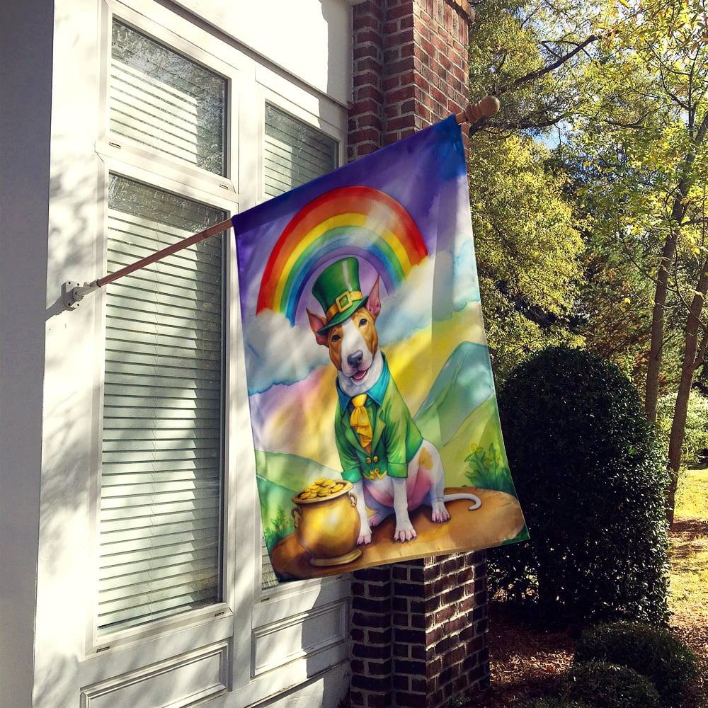 English Bull Terrier St Patrick's Day House Flag 28 in x 40 in