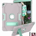 thumbnail image 4 of For iPad Pro 10.5 2017 A1701 A1709 Case, Dteck Shockproof [Full-Body] Hybrid 3-Layer Drop Protection Rugged Case Kickstand [HD Screen Protector] Cover , Gray+Aqua, 4 of 7
