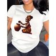 thumbnail image 1 of 1pc African Girl Print T-Shirt for Women, Casual Round Neck Short Sleeve Top, Polyester Knit Fabric, Vibrant Drawing Pattern, Spring/Summer/Autumn Fashion, 1 of 6