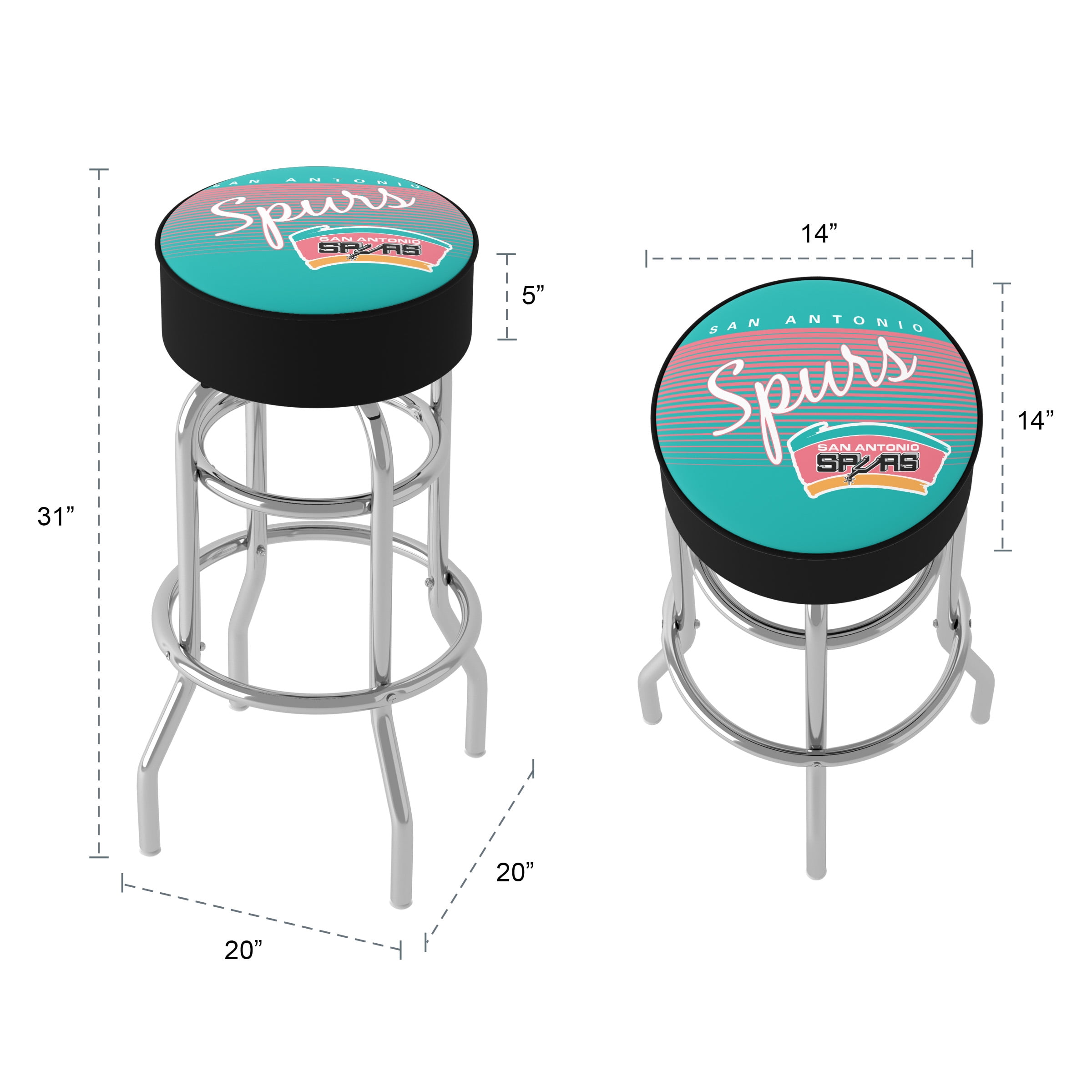 Trademark Gameroom San Antonio Spurs Hardwood Classics Bar Stool with Padded Seat
