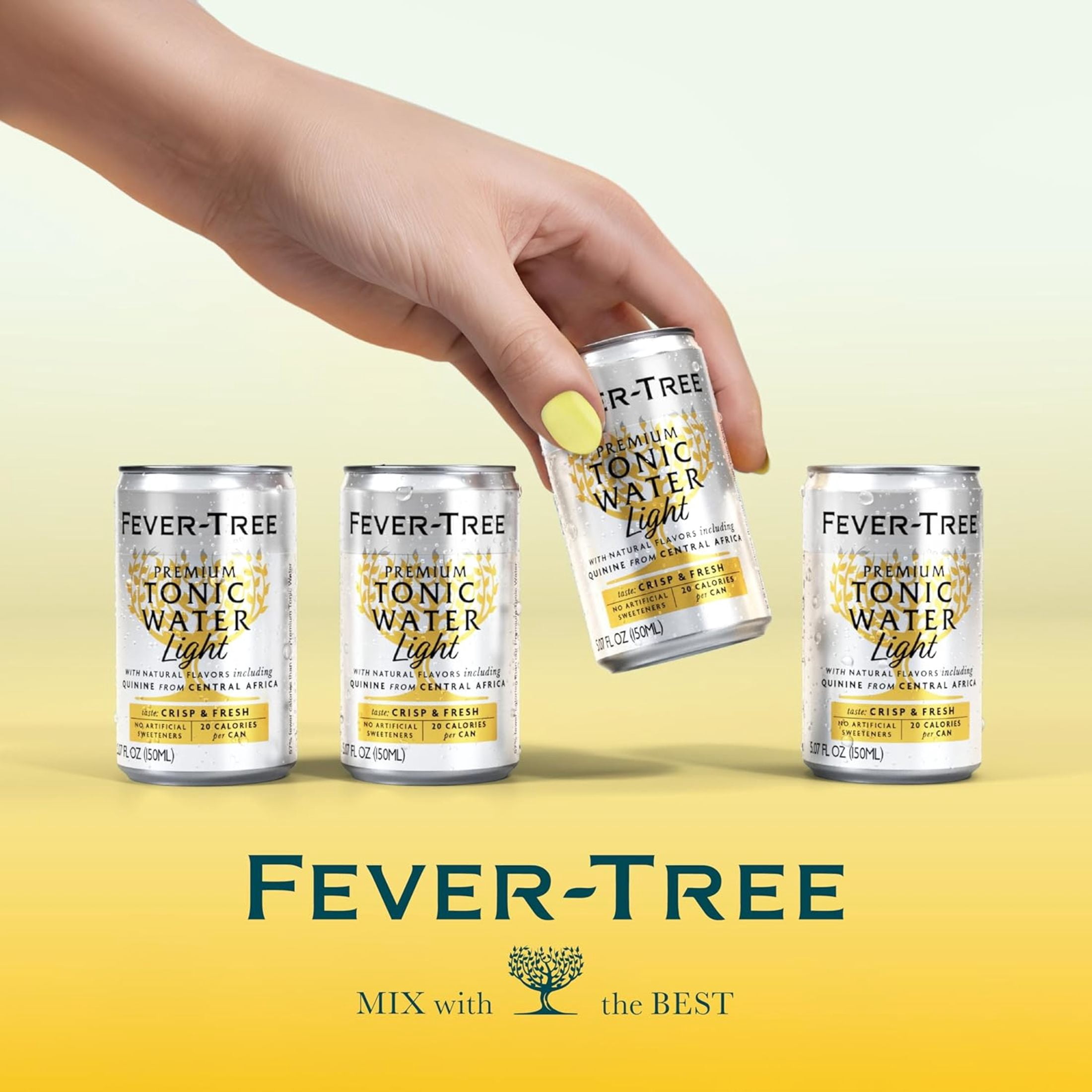 Fever-Tree Light Premium Tonic, 8 Pack, 150 ML Aluminum Cans, 0% ABV