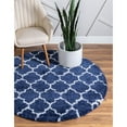 thumbnail image 2 of Unique Loom Tapis Design Géométrique Rabat 5' x 5' Rond Bleu Marine/ivoire, 2 of 2